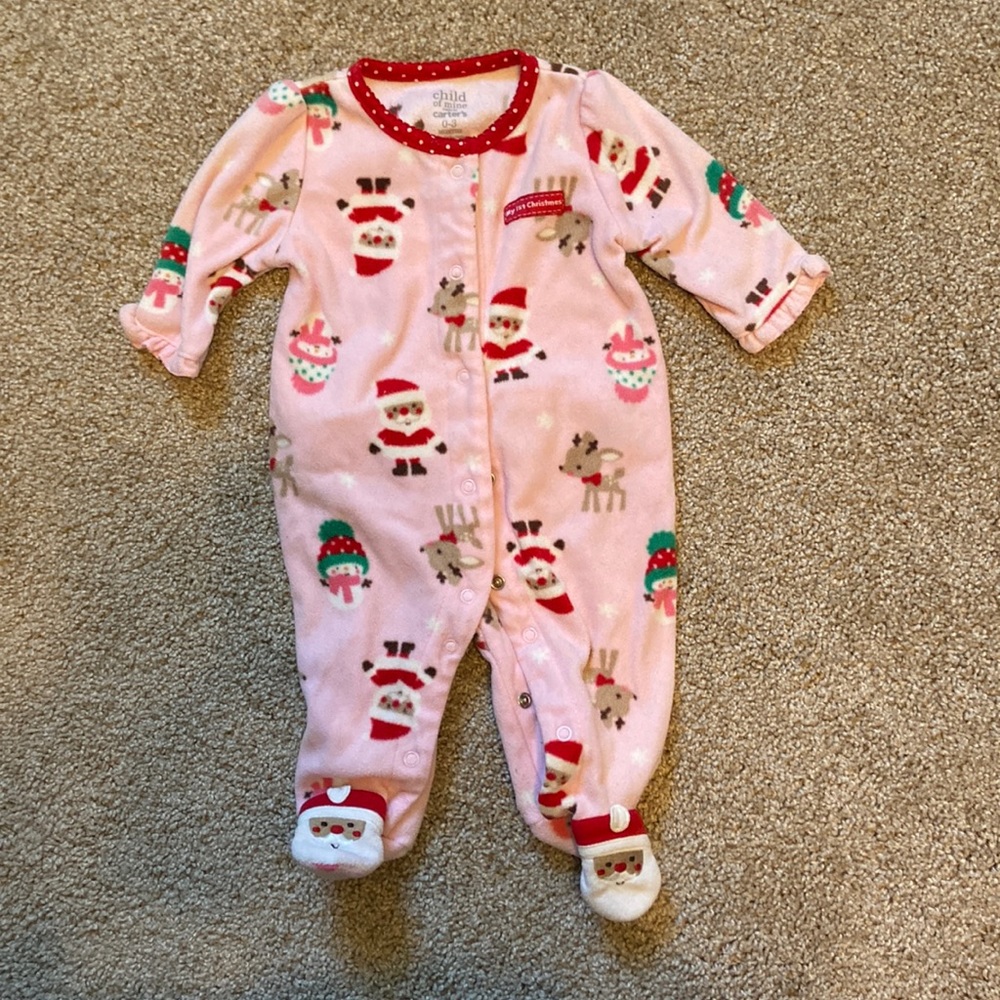 Carters 0-3 month fleece Christmas pajamas